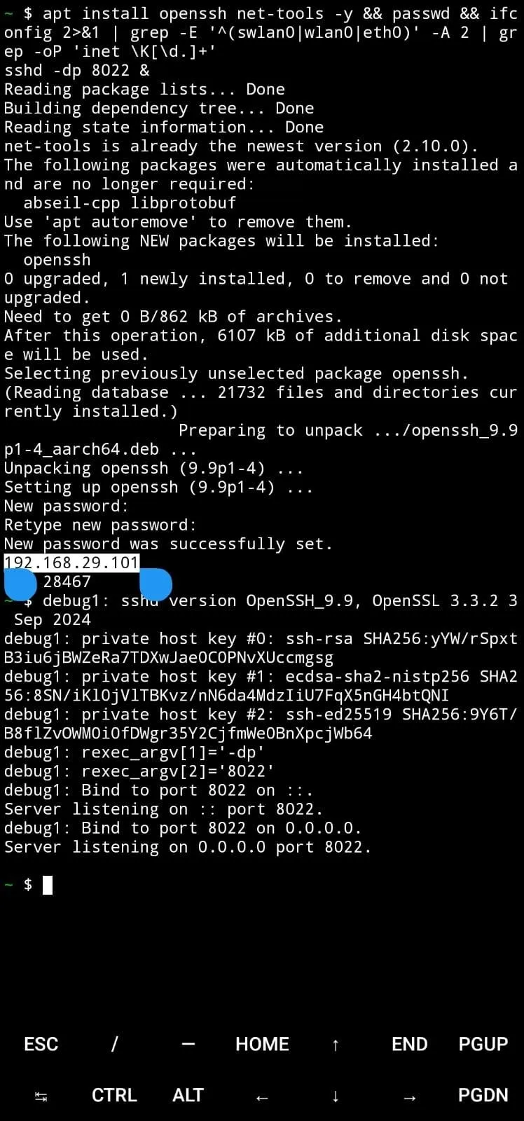 configure ssh and start the server
